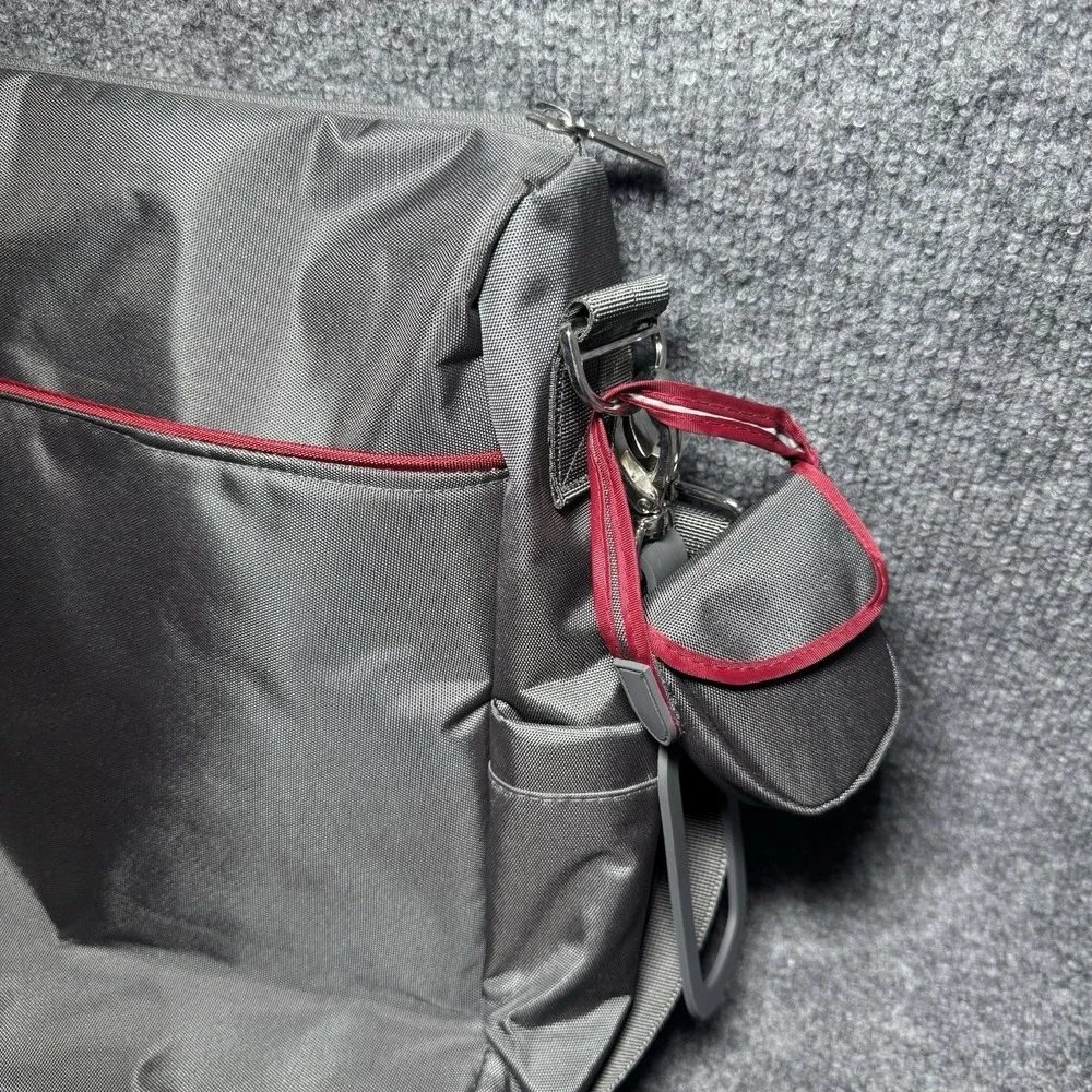 JJ Cole Gray Red Diaper Bag Tote w/ Accessories Shoulder Bag Set Messenger‎ Bag